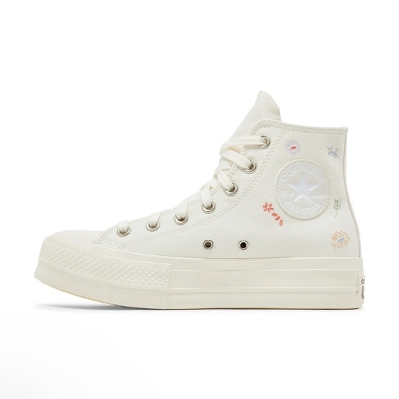 Converse Chuck Taylor All Star Lift Platform Embroidered Floral - Egret Size 5 - Picture 3 of 9